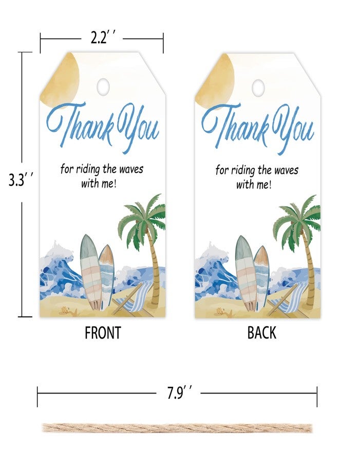 Aukolass 50pcs Surfing Thank You Tags, The Big One Surf Up Favor Tags for Summer Beach Themed Birthday and Baby Shower Party Gift Wrapping Decoration (Surf) - Image 2